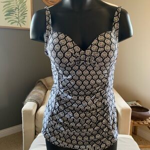 Merona One Piece Swimsuit Women’s Size M Black White Print